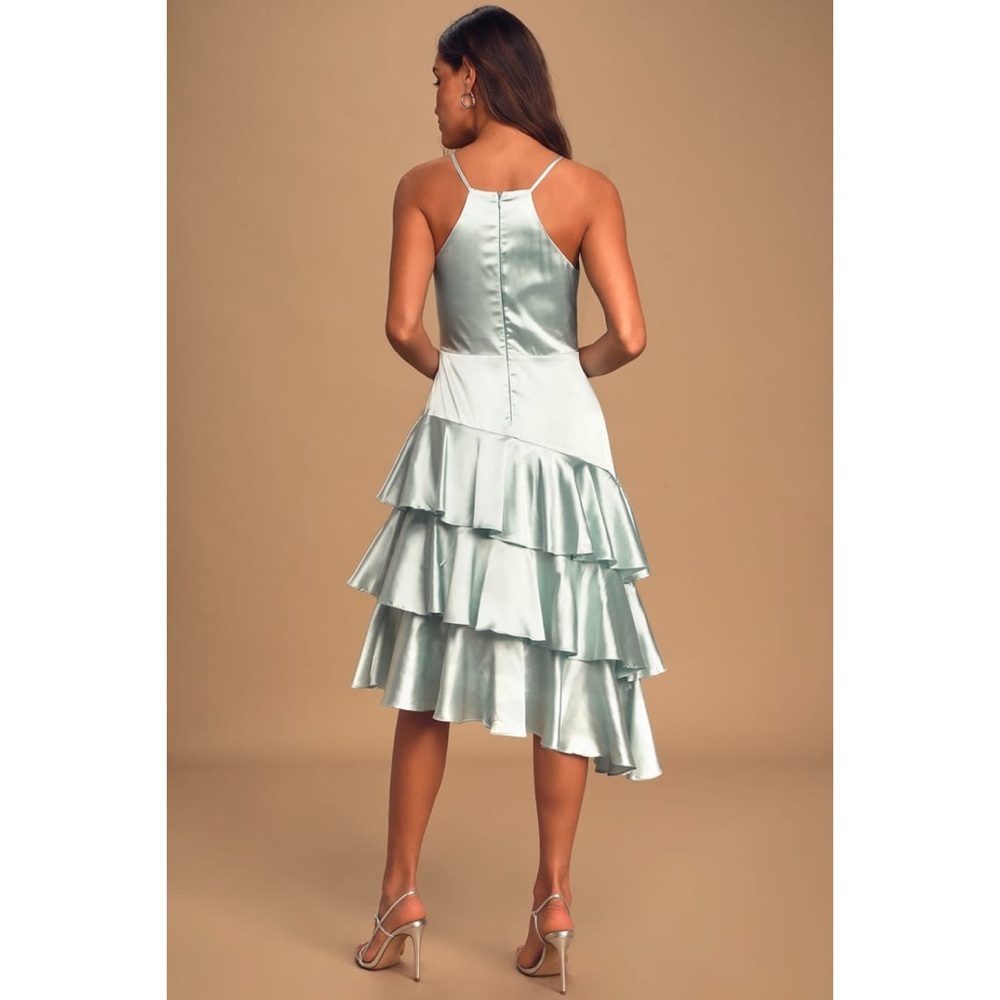 Lulus “Give Us A Twirl” Ruffle Layered Midi Dress - Picture 4 of 11